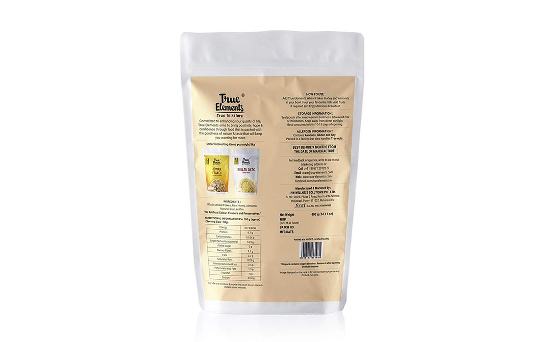 True Elements Wheat Flakes with Honey and Almonds   Pack  400 grams